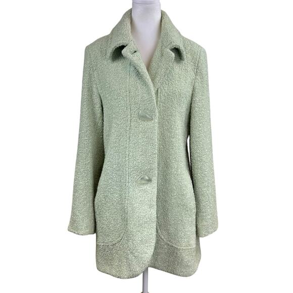 Vintage Donnkenny Wool Blend Boucle Elegant Green Women's Coat Size 10 - Picture 1 of 9